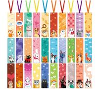 MWOOT 30 Pièces Cat Marque-Pages en Papier, Double-Face avec Rubans, Clips de Page Mignons, Accessoires de Lecture, Fournitures Scolaires pour Cadeaux d'Étudiants et Récompenses de Classe (10x3CM)