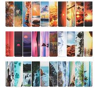 MWOOT 30 Pièces Marque Page Magnetique, Naturel Paysage Signets Magnétiques Magnetic Bookmarks Set,Scenery Aimanté Marques Pages pour Enfants École Étudiants Bureau Lecture Fournitures(30Styles,6x2CM)