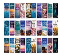 MWOOT 30 Pièces Marque Pages Magnétiques Bibliques Set, Bible Verse Magnetic Bookmarks, Marque Page Magnet Recto-Verso Inspirant de Paysage Naturel pour Fournitures de Lecture(15 Styles,6x2CM)