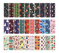 MWOOT 30 Pièces Marque Pages Magnétiques Noël, Christmas Magnetic Bookmarks, Marque Page Magnet Mignon Recto-Verso pour Lecture Des Étudiants(30 Styles,6x2CM)