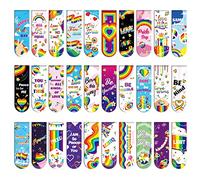 MWOOT 30 Pièces Marque-pages Magnétiques sur le Thème LGBTQ, Pride Rainbow Magnet Bookmarks, Clips de Livre de Mots Inspirants pour Amateurs de Lecture, Pride Day (30 Modèles, 2x6CM)