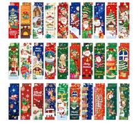 MWOOT 30 Pièces Signets en Papier Noël, Double-Face Christmas Paper Bookmarks le Père Noël Design, Marque Page Papier pour Amoureux des Livres, Étudiants, Sac Cadeau, Cadeaux de Fête(15x4CM)