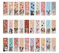 MWOOT 30 Pièces Signets pour Chiens Magnétiques,Mignonne Marqueurs de Page Magnetic Bookmarks pour Accessoires de Lecture,Marque-Pages pour Étudiants Enfants Adultes Lecture(30 Styles, 2x6cm)