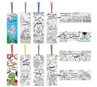 MWOOT 36 Pièces Color Your Own Marque Page Papier, Signets Double Face Bricolage Paper Bookmarks for Kids, Marqueurs de Livre pour Enfants Étudiants Classe Fournitures de Lecture (12 Styles,15x5CM)