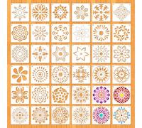 MWOOT 36 Pièces Pochoir Mandala Fleur, Pochoir Mandala de Peinture, Stencils pour Peinture DIY, Modèles Réutilisables en Plastique pour Décoration Murale, Roche, Pierre et Tissu, 10x10 CM