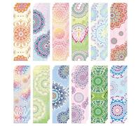 MWOOT 36 Pièces Signets Mandala en Papier, Clips Page, Marque-page Fleur Mandala, Marque-Pages Double Face, Accessoires Livre pour Lecture (15x4 CM)