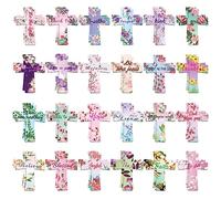 MWOOT 48 Pcs Religious Magnetic Bookmarks,Cross Christian Bible Book Marks Cute Bookmarks,Inspirational Page Book Markers Floral Magnet Book Clips for Students Reading Church Gifts(24 Styles,4x5CM)