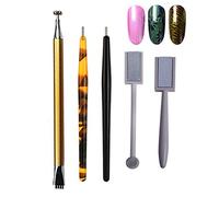 MWOOT 5 pièces Outil Aimant Ongles, Stylo d'aimant d'ongle et Crayon d'aimant Fort pointillant des stylos pour l'art de Clou polonais de Gel UV d'oeil de Chat