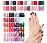 MWOOT 576Pcs Faux Ongles, Short Square Press on Nails Set with Case, 24 Colors Fake Nail Kit, 12 Sizes Capsules Ongles, Glossy Faux Ongles Full Cover Nail Art Reusable Stick on Nails for Women