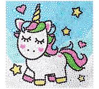 MWOOT 5D DIY Licorne Diamant Peinture Kits, Peinture par Numéro Set, Strass Diamond Art Painting Broderie Point de Croix Cristal Illustrations pour Cuisine Murale Décoration (15x15CM)