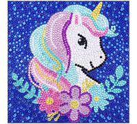 MWOOT 5D DIY Licorne Fleur Diamant Peinture Kits Peinture par Numéro, Bricolage Strass Diamond Art Painting Broderie Point de Croix Diamants Colorés Illustrations pour Salle Murale Décoration(15x15CM)
