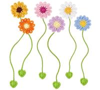 MWOOT 6 Marque-pages au Crochet en Forme de Fleur, Marque Pages Faite à Main Personnalisés pour la Lecture, Marque-pages Marguerite Tournesol pour Femmes, Cadeaux pour les Amateurs de Livres