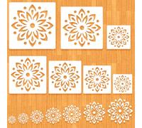 MWOOT 7 Pièces Pochoir Mandala Fleur, 7 Tailles Pochoir Mandala de Peinture, Stencils pour Peinture DIY, Modèles Réutilisables en Plastique pour Décoration Murale, Roche, Pierre et Tissu, 8-20 CM