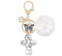 MWOOT Blanc Ange Porte e Papillon Peluche, Cute Angel Keychain Résine Porte Clef Décoratif Pendentif, Keyring Kawaii Porte-clef Voiture Porte ag Charm, Backpack Charms Cadeau pour Femme