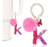 MWOOT Charme Lettre pour Femmes Compatible avec Sac à Tumbler Stanley, Décoration Porte-clés Lettre Initiale A, Porte-clés en Alphabet Majuscule en Résine, Rouge K