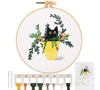 MWOOT Chat Enfant Kit de Démarrage de Broderie, DIY Point de Croix Broderie Starter kit, Embroidery Starter Kit pour Débutant