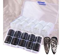 MWOOT Dentelle Autocollant d'ongle Holographique Nail Feuilles, 20pcs, Multicolor, Fleur, Étoilé, Art Déco, Nail Decal