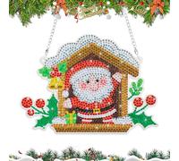 MWOOT DIY Noël Diamant Peinture Pendentif, Père Noël 5D Strass Diamond Art Painting Ornements Suspendus avec Chaîne, Christmas Pendant Kit pour Débutants Mur Porte Fenêtre Hanging Décoration