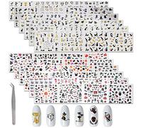 MWOOT Halloween Ongles Decoration Stickers, 48 Feuilles de Stickers Ongle Accessoires de Décoration pour Ongles Decoration Motif Chat