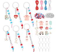 MWOOT Kit de Fabrication de Porte-Clés de Infirmière, DIY Porte-Clés avec Perles Lettres de l'alphabet, Pendentif à Thème Médical, Cadeau de remerciement pour infirmières Aide Soignante