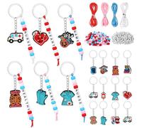 MWOOT Kit de Fabrication de Porte-Clés de Infirmière, DIY Porte-Clés Pendentif à Thème Médical avec Perles Lettres de l'alphabet, Cadeau de remerciement pour infirmières Aide Soignante