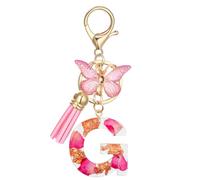 MWOOT Letter Keychains Initiale Lettre Porte Clef Lettre G,Alphabet Initial Keyring avec Papillon Pendentif,Rose Pétales Feuille D'or Key Ring pour Femmes Filles Portefeuilles Sac à Main Charme(G)