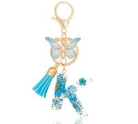 MWOOT Letter Keychains Initiale Lettre Porte Clef Lettre K,Alphabet Initial Keyring avec Papillon Pendentif,Bleu Pétales Feuille D'or Key Ring pour Femmes Filles Portefeuilles Sac à Main Charme(K)