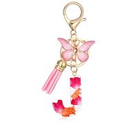 MWOOT Letter Keychains Initiale Porte Clef Lettre J,Alphabet Initial Keyring avec Papillon Pendentif,Rose Pétales Feuille D'or Key Ring pour Femmes Filles Portefeuilles Sac à Main Charme(J)