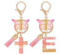 MWOOT Lettre Porte Clés Papillon Croix Christian Bible pour Bourse Sac à dos Sac à main Charmes, Rose