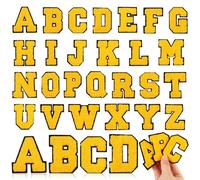 MWOOT Lettre Thermocollante Textile,12 Pièces Écussons à repasser Lettres, A-Z Écussons Brodés Alphabet Bricolage Écussons pour Vêtements, Jupes, Chapeaux, Sacs, Jeans(Jaune)