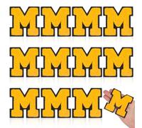 MWOOT Lettre Thermocollante Textile,12 Pièces Écussons à repasser Lettres, M Écussons Brodés Alphabet Bricolage Écussons pour Vêtements, Jupes, Chapeaux, Sacs, Jeans(Jaune)