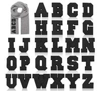 MWOOT Lot de 26 Lettres Thermocollantes Noir, Personnalisé Iron on Letter Patches, Tissu Reparation Patch Lettres Couture, DIY Prenom Thermocollant pour Tissu Jean Transfert Textile Thermocollant