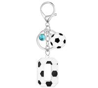 MWOOT Porte ootball avec Lettre Initiale, Porte Clef Alphabet avec Pendentif Football pour Amoureux du Football, Cadeau de Football Charme de Porte Clés pour e Voiture Sac à Dos Décor