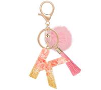 MWOOT Porte-clés Lettre Initiale K, Rose, Femme, Résine, Elegant, Pour Clé Voiture, Sac à Main