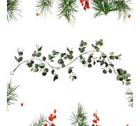 Mwqpgyh Guirlande d'eucalyptus pour Table | Feuilles d'eucalyptus artificielles de 1,8 m | Guirlande Lumineuse à Piles pour décoration de fête, cheminée, Maison, cheminée, Table, Porche d'intérieur