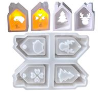 Mwqpgyh Moule En Silicone Maison Pour Résine | Moules De Moulage De Noël À 4 Cavités | Moules À Ciment Pour Décoration Intérieure | Pour Les Enseignants D Art Au Plâtre Les Artisans Créatifs Le