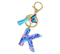 Mwqpgyh Porte-clés en résine époxy avec pendentif en forme de lettre initiale, décoration de sac à dos pour enfants et adultes, organiseur de clés pour voyages d'affaires, école, K, Refer to