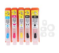 Mwrode Ensemble De 5 Cartouches d'encre à Sortie d'encre Lisse, Pack Combiné avec Puce Permanente pour Remplacement, Noir, Cyan, Magenta, Jaune(HP564)