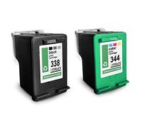 MWT Lot de 2 cartouches d'encre compatibles avec HP H470 Remplace les cartouches d'encre HP 338 + 344 CMYK
