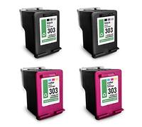 MWT Lot de 3 cartouches d'encre compatibles avec HP 303 Envy Inspire 7900 Series Remplace 303XL Noir + Couleur
