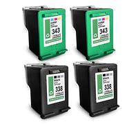 MWT Lot de 4 cartouches d'encre compatibles avec HP H470 Compatible avec HP 337+343 CMYK