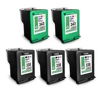 MWT Lot de 5 cartouches d'encre compatibles avec HP H470 Compatible avec HP 337+343 CMYK