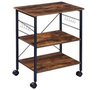 MWUCAIXIA Chariot de rangement de cuisine à 3 niveaux, support de four à micro-ondes pour la maison, roue de cuisine, supports multifonctionnels mobiles (couleur : marron, taille : 55,9 cm de large x