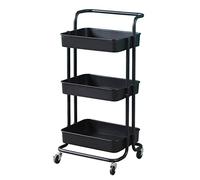 MWUCAIXIA Étagère de rangement multicouche pour cuisine et salle de bain - Trois étagères - Chariot de beauté avec roulettes (B 1)