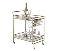 MWUCAIXIA Îlots de cuisineMeubles Table Mobile Vin Salle à Manger Voiture Designer Chariot de rangement en verre doré (couleur : or, taille : 1 pièce) (doré 1 pièce)