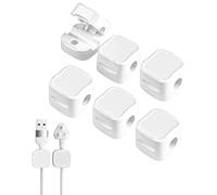 MWUMRCM 6Pcs Organisateur Câble Magnetique avec Auto-adhésifs, Clips Rangement de Câble, pour Câble Chargement USB, Câbles D'alimentation, pour Maison, Bureau(Blanc)