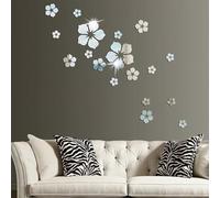 MWUMRCM Stickers Fleurs Muraux,18 Pièces Réglage Miroir Acrylique Amovible Sticker Mural Decal Maison Décoration, 3D Stikers Murals Fleurs Decoration pour Salon Chambre Bureau