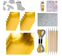 MWZBTG Kit Complet De Art en Feuille D'Aluminium avec Outils pour Créer des Décors en Relief Dorés Et Argentés, Apprendre La De Repoussé Et De Gaufrage sur Métal pour Fabriquer des Ornements