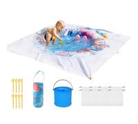 MWZBTG Pataugeoire Bébé De Plage | 2 x 2 Mètres Plage Pliable | Couverture de Plage Pliable 2 en 1 Anti-Sable et Imperméable pour Pique-Nique Extérieur