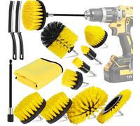 MWZEAUL 13PCS Brosse Nettoyage Perceuse, Nettoyage Voiture Brosse Visseuse avec 2 Brosse Joint Carrelage, Brosse de Nettoyage Électrique pour Voiture Jantes Carrelage Tapis Baignoire Cuisine Toilettes